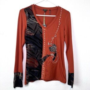 Tricotto Orange Long Sleeve Womens Shirt Womens Sweater . Size S. NWT